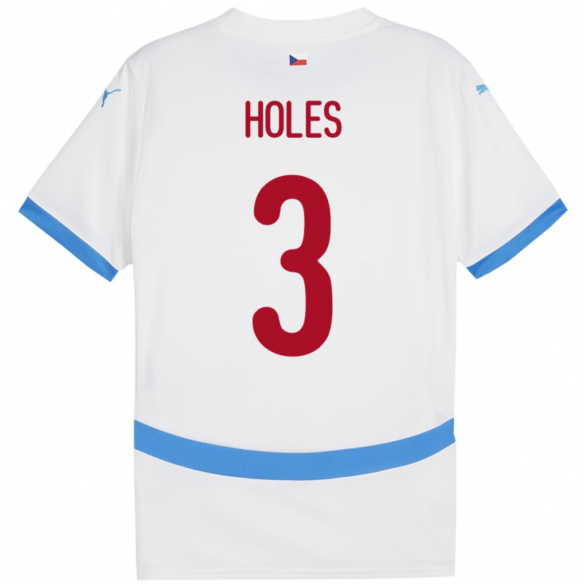 Heren Tsjechië Tomas Holes #3 Wit Uitshirt Uittenue 24-26 T-Shirt