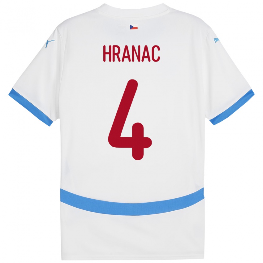 Heren Tsjechië Robin Hranac #4 Wit Uitshirt Uittenue 24-26 T-Shirt