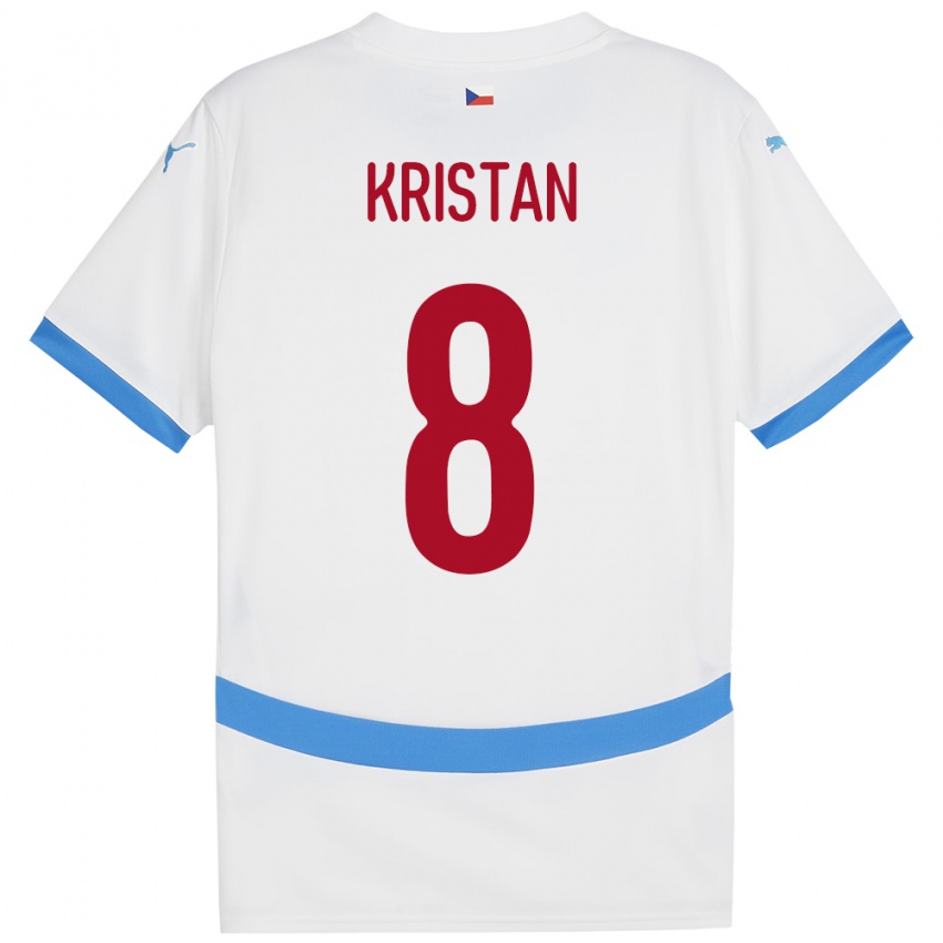 Heren Tsjechië Jakub Kristan #8 Wit Uitshirt Uittenue 24-26 T-Shirt