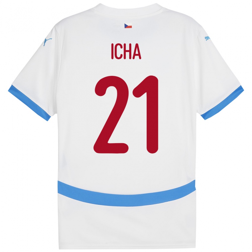 Heren Tsjechië Marek Icha #21 Wit Uitshirt Uittenue 24-26 T-Shirt