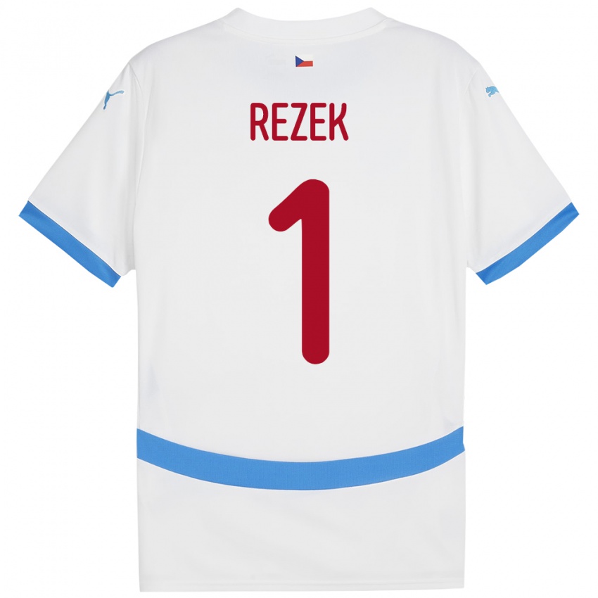 Heren Tsjechië Adam Rezek #1 Wit Uitshirt Uittenue 24-26 T-Shirt