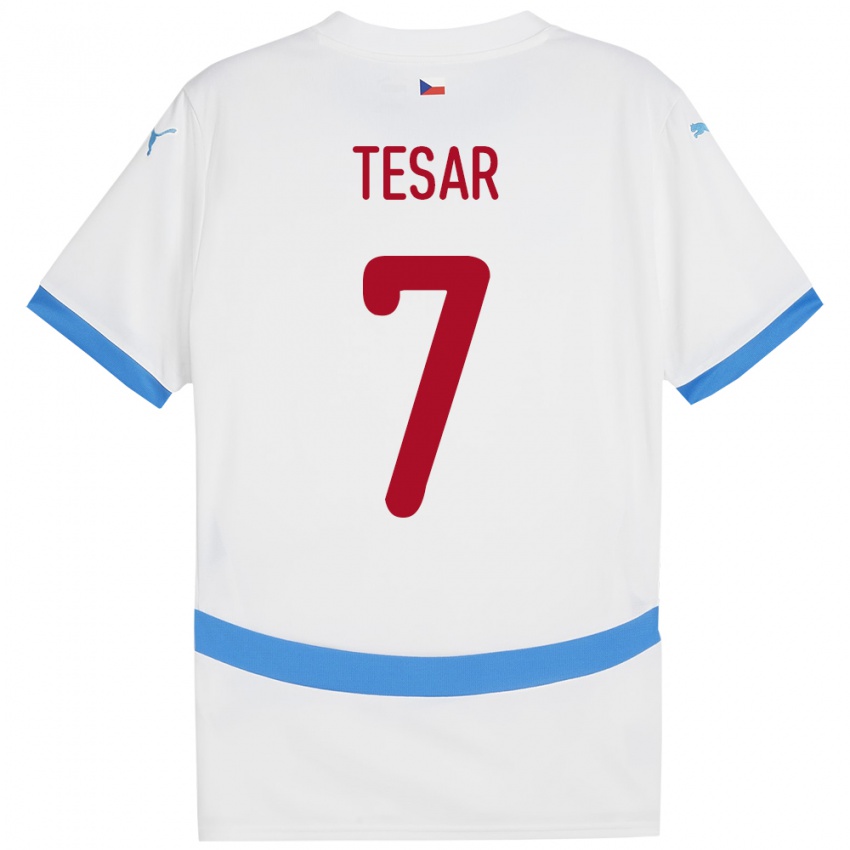 Heren Tsjechië Simon Tesar #7 Wit Uitshirt Uittenue 24-26 T-Shirt