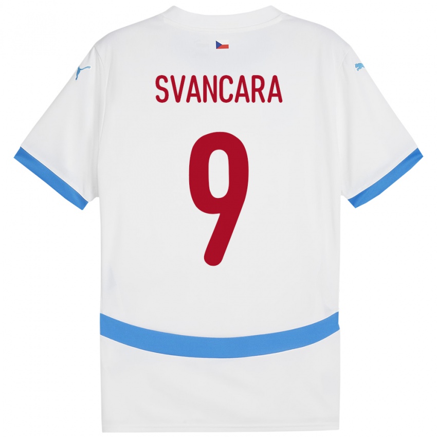 Heren Tsjechië Daniel Svancara #9 Wit Uitshirt Uittenue 24-26 T-Shirt