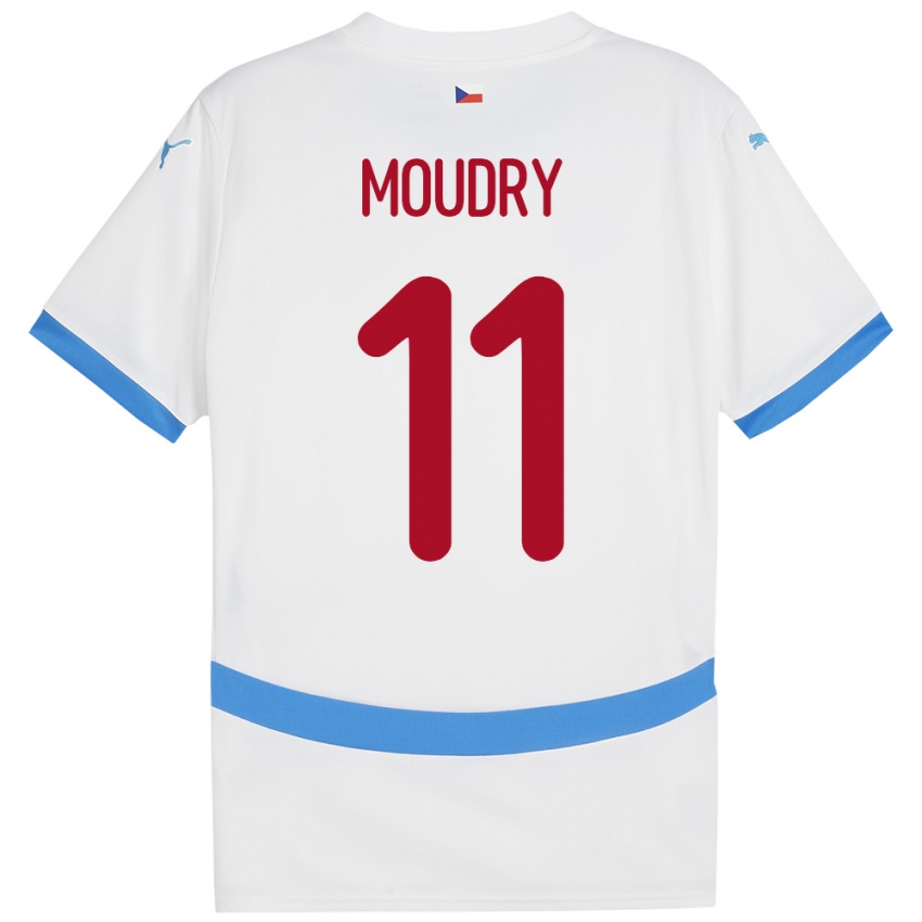 Heren Tsjechië Lukas Moudry #11 Wit Uitshirt Uittenue 24-26 T-Shirt