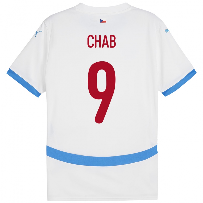 Heren Tsjechië Adam Chab #9 Wit Uitshirt Uittenue 24-26 T-Shirt