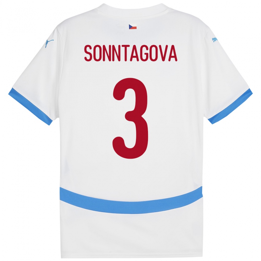 Heren Tsjechië Eliška Sonntagová #3 Wit Uitshirt Uittenue 24-26 T-Shirt