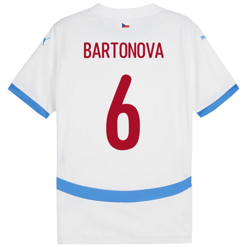 Heren Tsjechië Eva Bartoňová #6 Wit Uitshirt Uittenue 24-26 T-Shirt