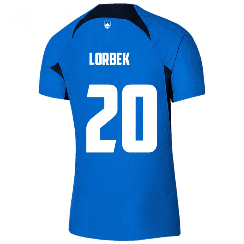 Heren Slovenië Anej Lorbek #20 Blauw Uitshirt Uittenue 24-26 T-Shirt