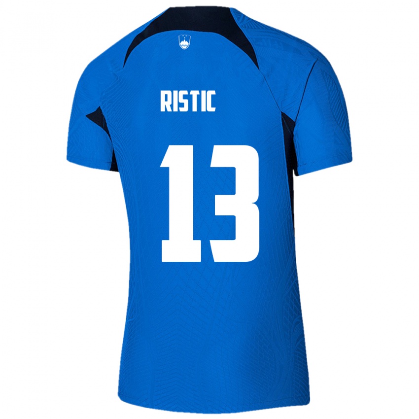 Heren Slovenië Aleks Ristic #13 Blauw Uitshirt Uittenue 24-26 T-Shirt