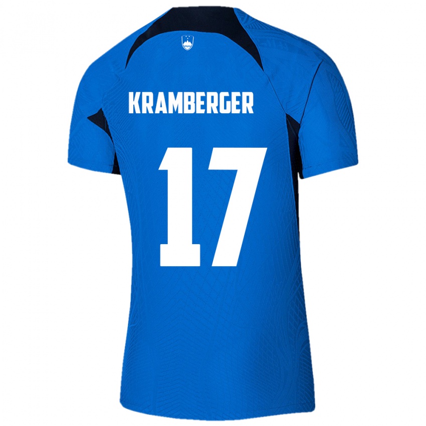 Heren Slovenië Enej Kramberger #17 Blauw Uitshirt Uittenue 24-26 T-Shirt