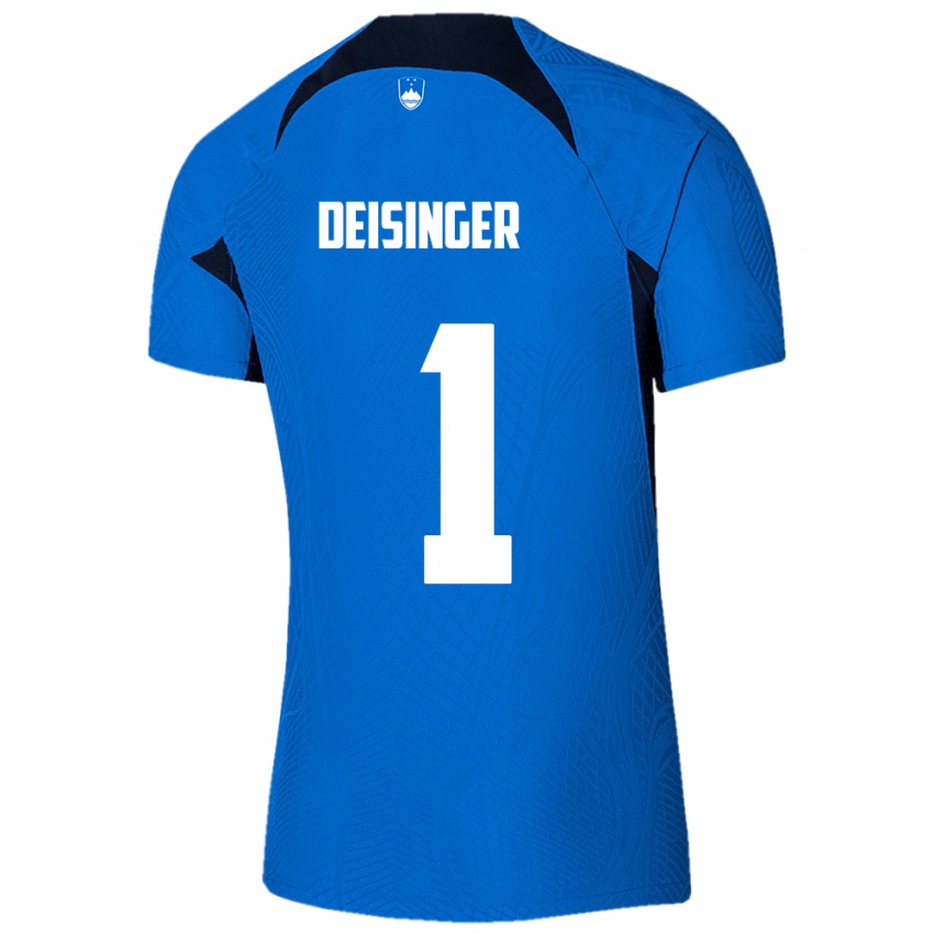 Heren Slovenië Nik Deisinger #1 Blauw Uitshirt Uittenue 24-26 T-Shirt