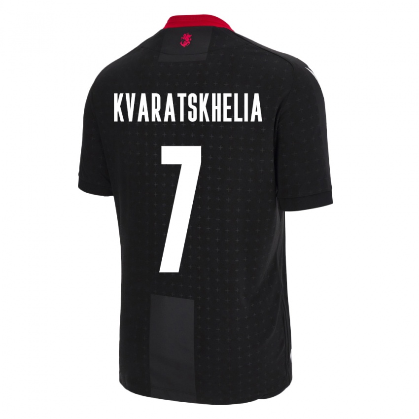 Heren Georgia Khvicha Kvaratskhelia #7 Zwart Uitshirt Uittenue 24-26 T-Shirt