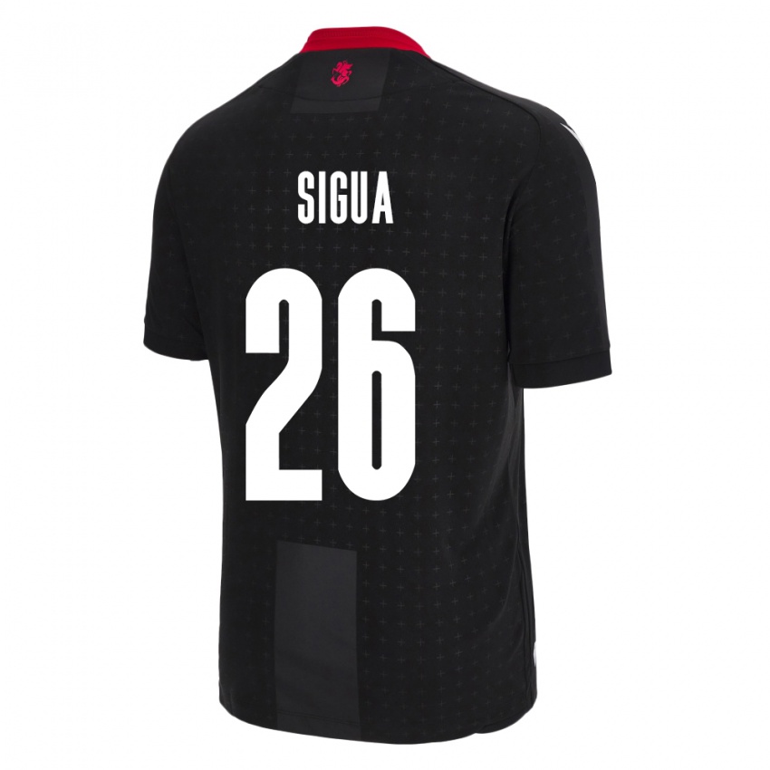 Heren Georgia Gabriel Sigua #26 Zwart Uitshirt Uittenue 24-26 T-Shirt