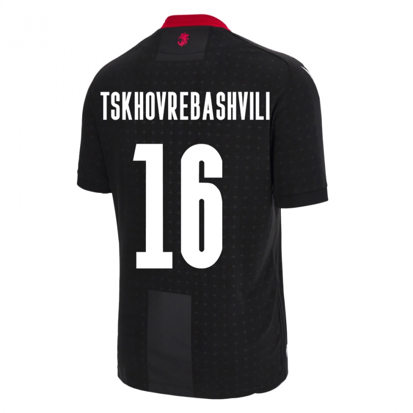 Heren Georgia Nikoloz Tskhovrebashvili #16 Zwart Uitshirt Uittenue 24-26 T-Shirt