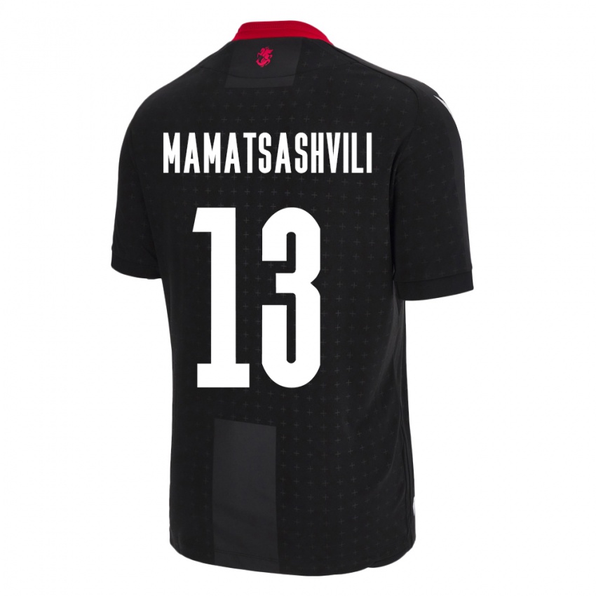 Heren Georgia Saba Mamatsashvili #13 Zwart Uitshirt Uittenue 24-26 T-Shirt