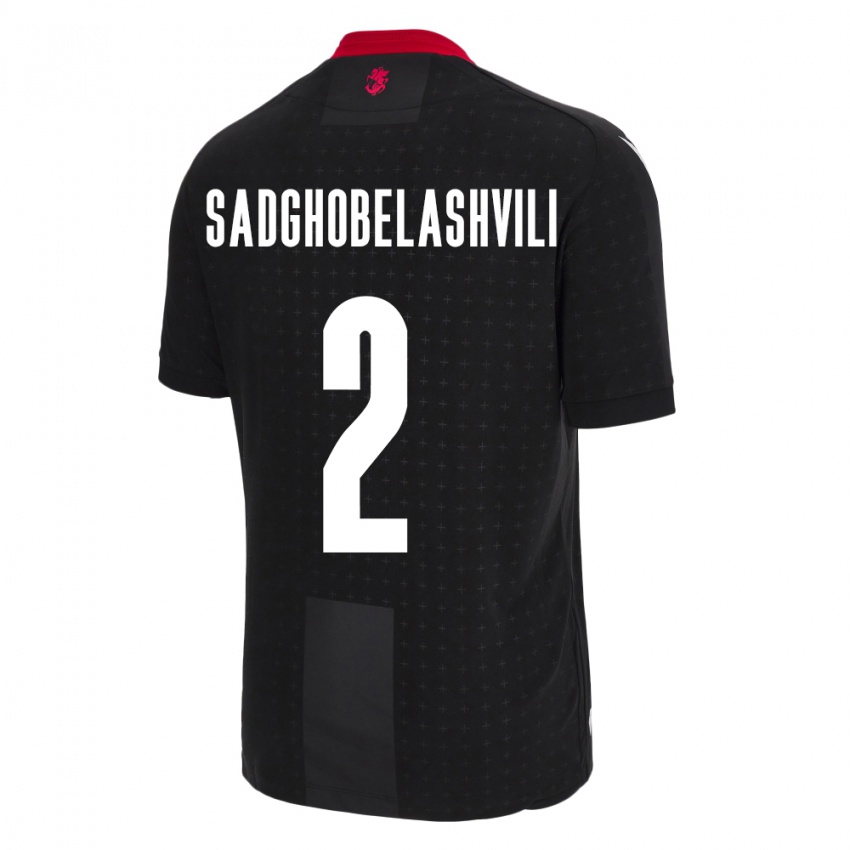 Heren Georgia Gela Sadghobelashvili #2 Zwart Uitshirt Uittenue 24-26 T-Shirt