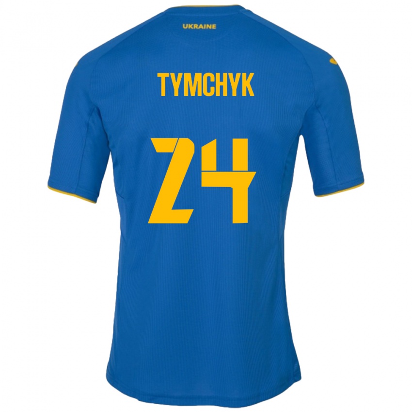 Heren Oekraïne Oleksandr Tymchyk #24 Blauw Uitshirt Uittenue 24-26 T-Shirt