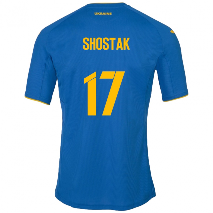 Heren Oekraïne Denys Shostak #17 Blauw Uitshirt Uittenue 24-26 T-Shirt