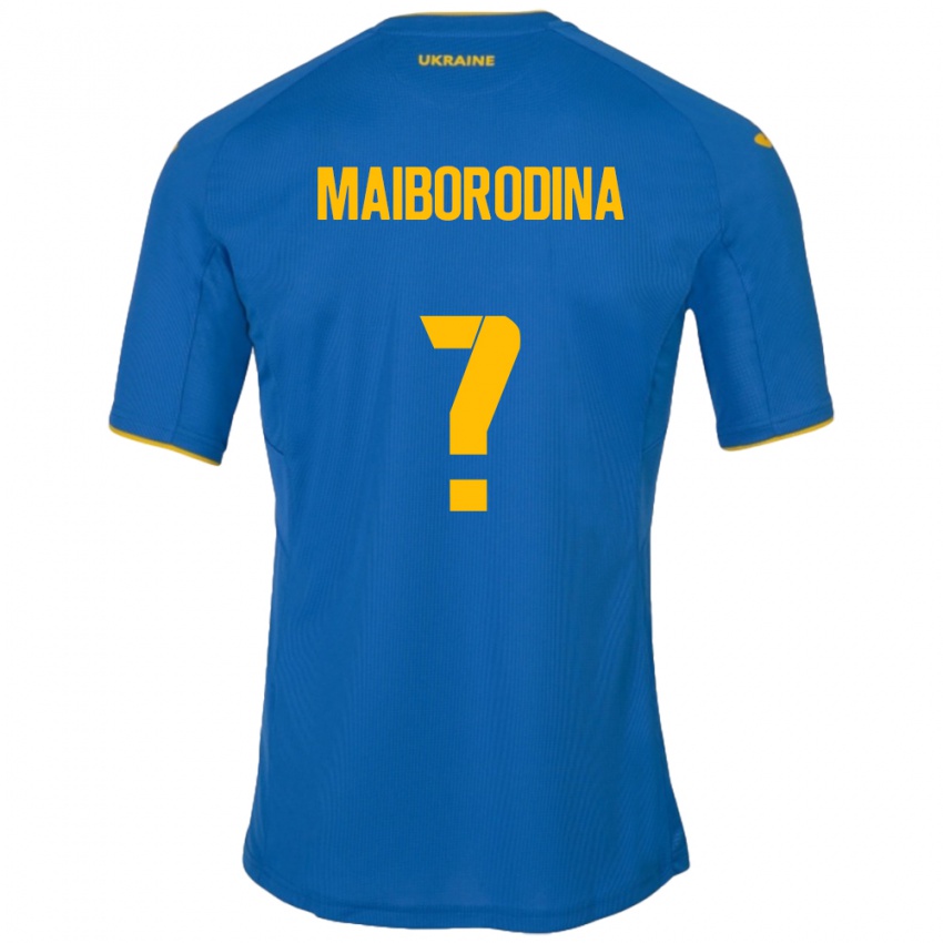 Heren Oekraïne Iryna Maiborodina #0 Blauw Uitshirt Uittenue 24-26 T-Shirt