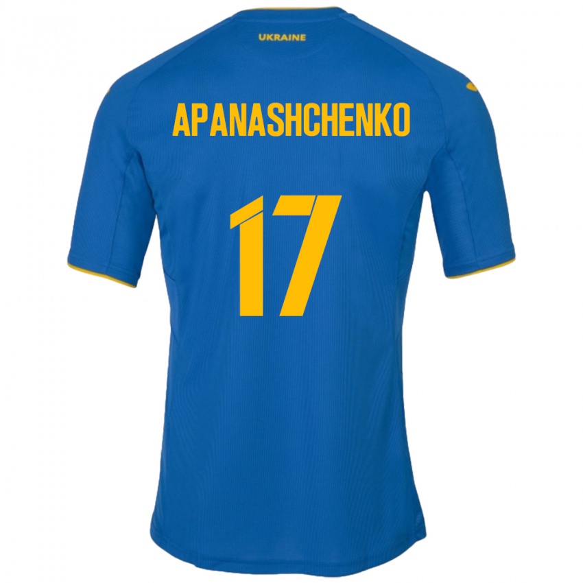 Heren Oekraïne Daryna Apanashchenko #17 Blauw Uitshirt Uittenue 24-26 T-Shirt