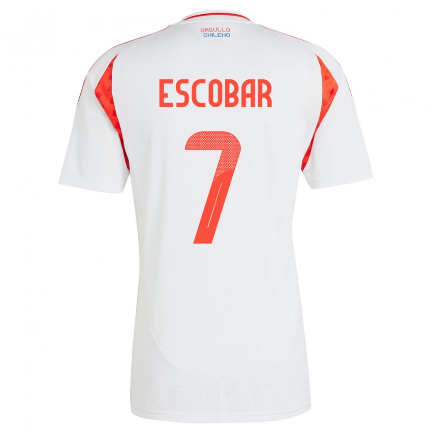 Heren Chili Bastián Escobar #7 Wit Uitshirt Uittenue 24-26 T-Shirt