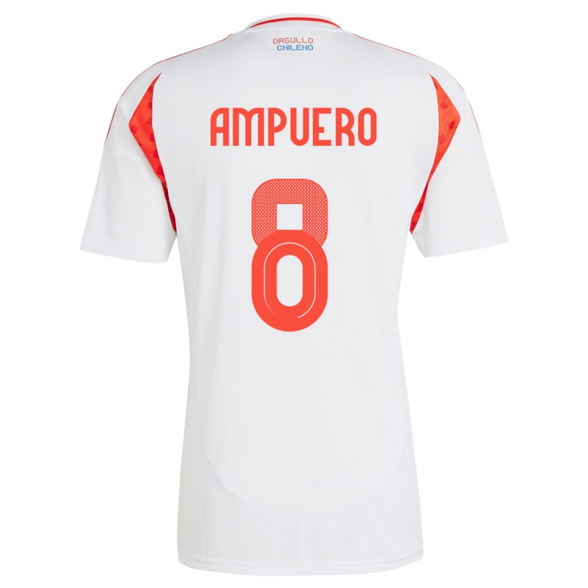 Heren Chili Benjamín Ampuero #8 Wit Uitshirt Uittenue 24-26 T-Shirt