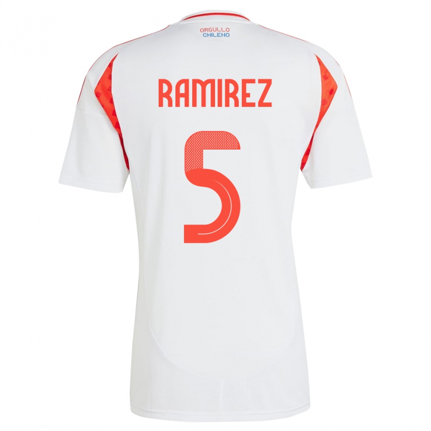 Heren Chili Fernanda Ramírez #5 Wit Uitshirt Uittenue 24-26 T-Shirt