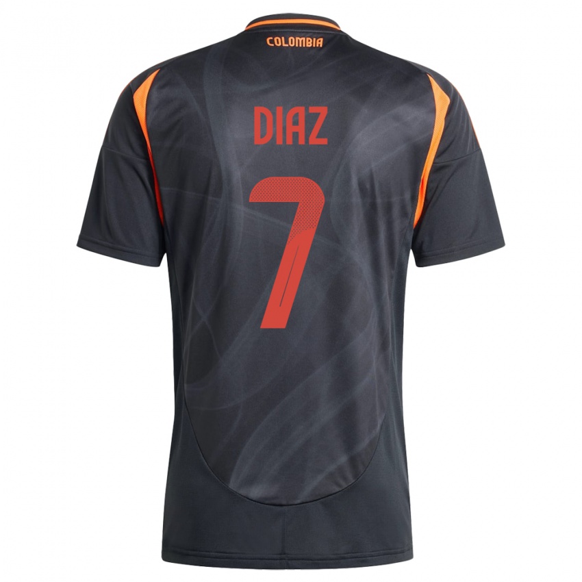 Heren Colombia Luis Díaz #7 Zwart Uitshirt Uittenue 24-26 T-Shirt