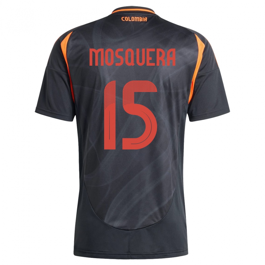 Heren Colombia Yerson Mosquera #15 Zwart Uitshirt Uittenue 24-26 T-Shirt