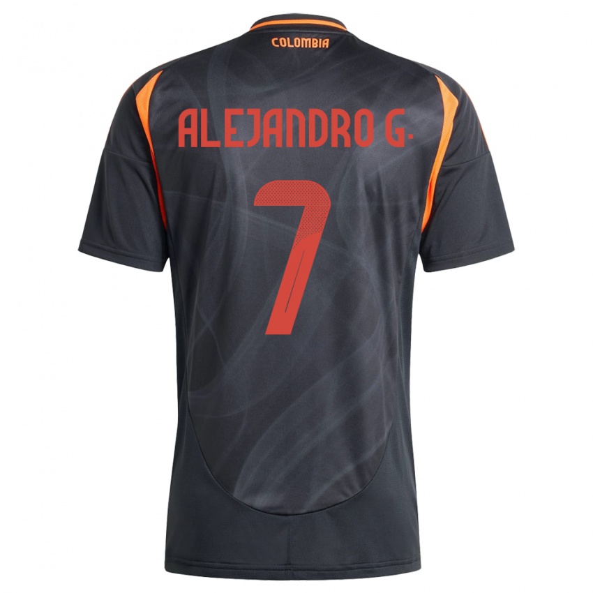 Heren Colombia Alejandro García #7 Zwart Uitshirt Uittenue 24-26 T-Shirt