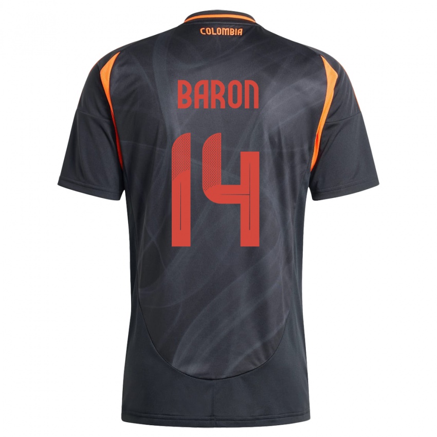 Heren Colombia Ángela Barón #14 Zwart Uitshirt Uittenue 24-26 T-Shirt