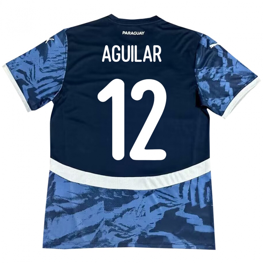 Heren Paraguay Alfredo Aguilar #12 Blauw Uitshirt Uittenue 24-26 T-Shirt