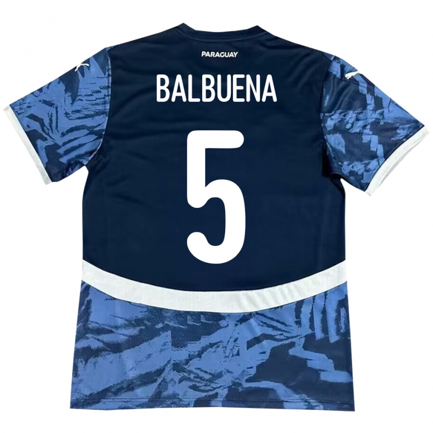 Heren Paraguay Fabián Balbuena #5 Blauw Uitshirt Uittenue 24-26 T-Shirt