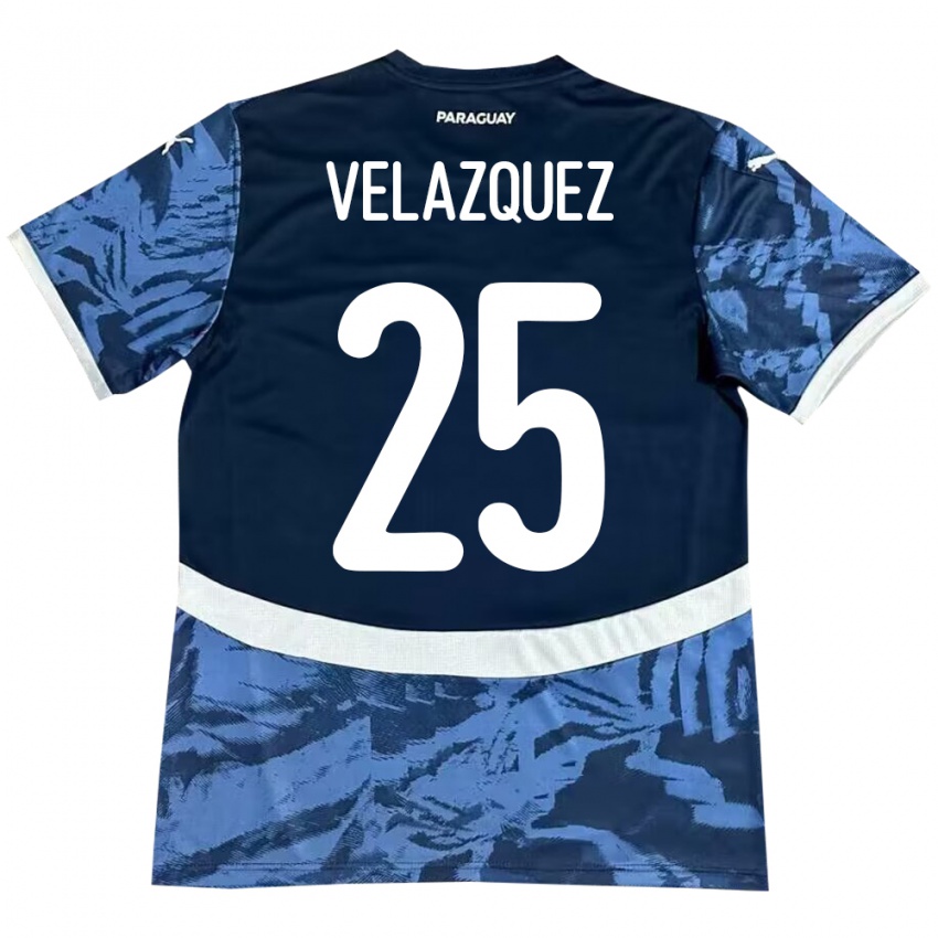 Heren Paraguay Gustavo Velázquez #25 Blauw Uitshirt Uittenue 24-26 T-Shirt
