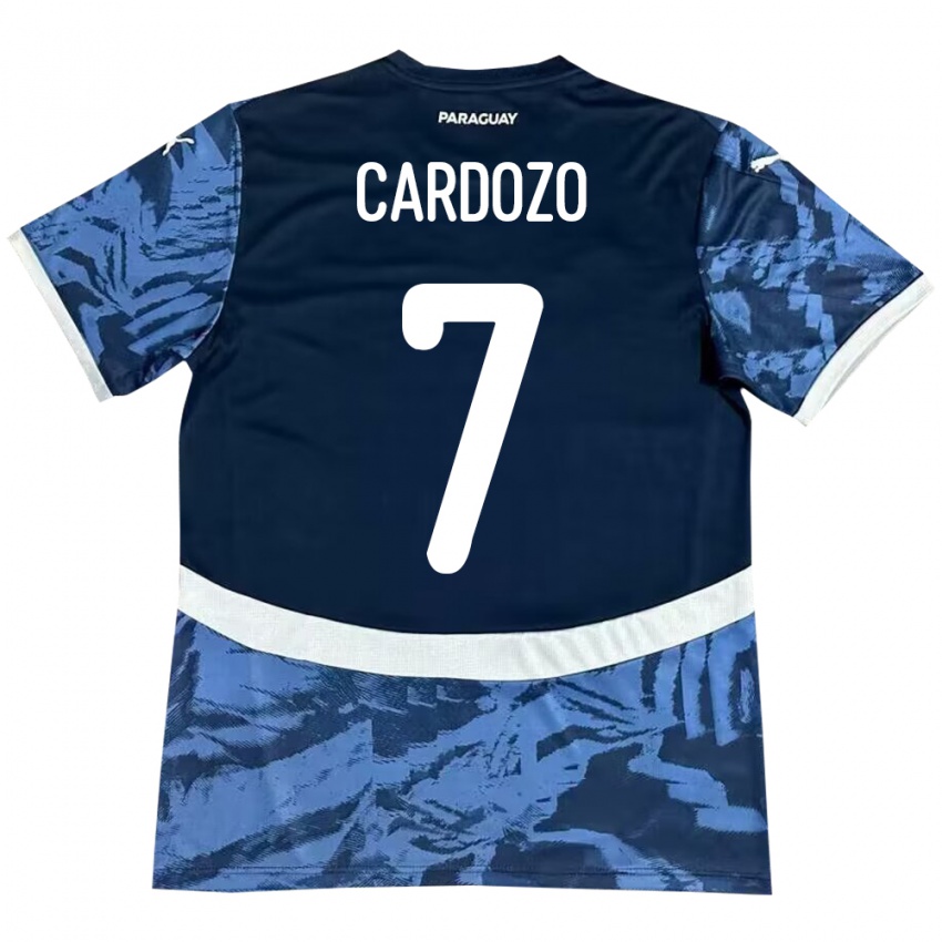 Heren Paraguay Fernando Cardozo #7 Blauw Uitshirt Uittenue 24-26 T-Shirt