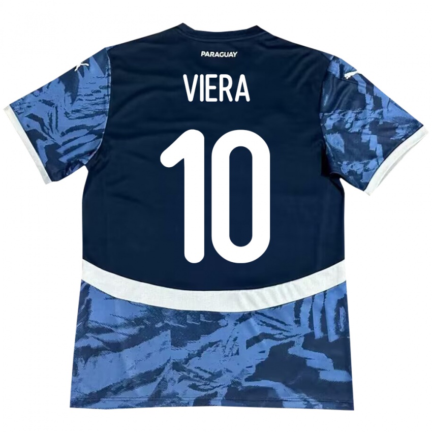 Heren Paraguay Wílder Viera #10 Blauw Uitshirt Uittenue 24-26 T-Shirt