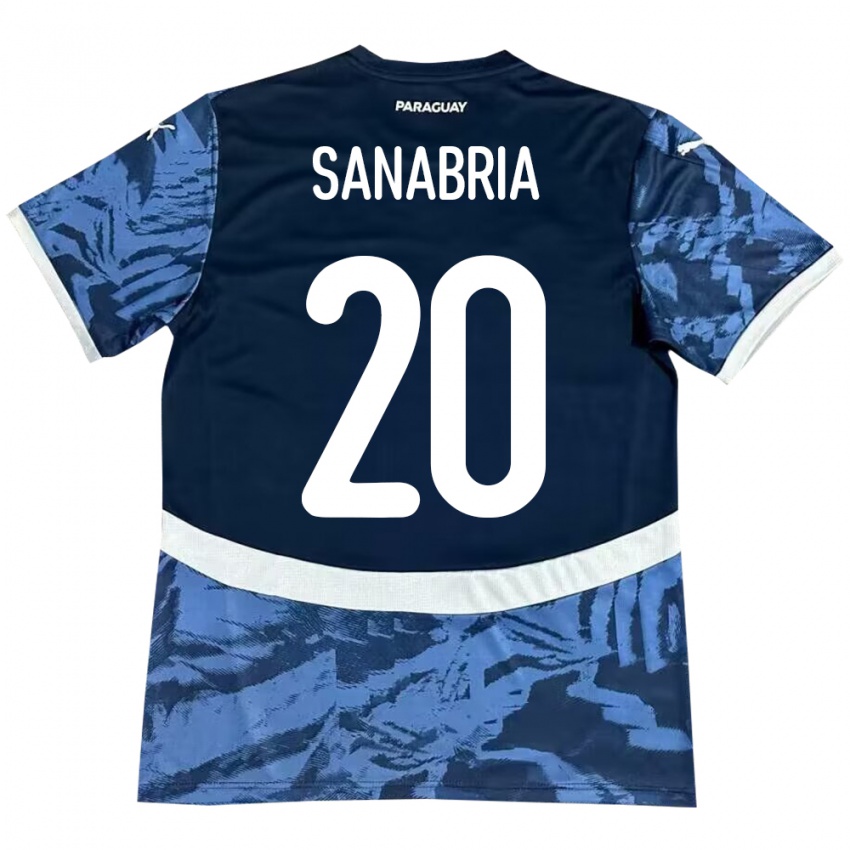 Heren Paraguay Tobías Sanabria #20 Blauw Uitshirt Uittenue 24-26 T-Shirt