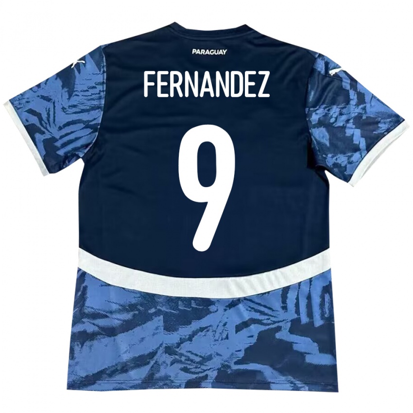 Heren Paraguay David Fernández #9 Blauw Uitshirt Uittenue 24-26 T-Shirt