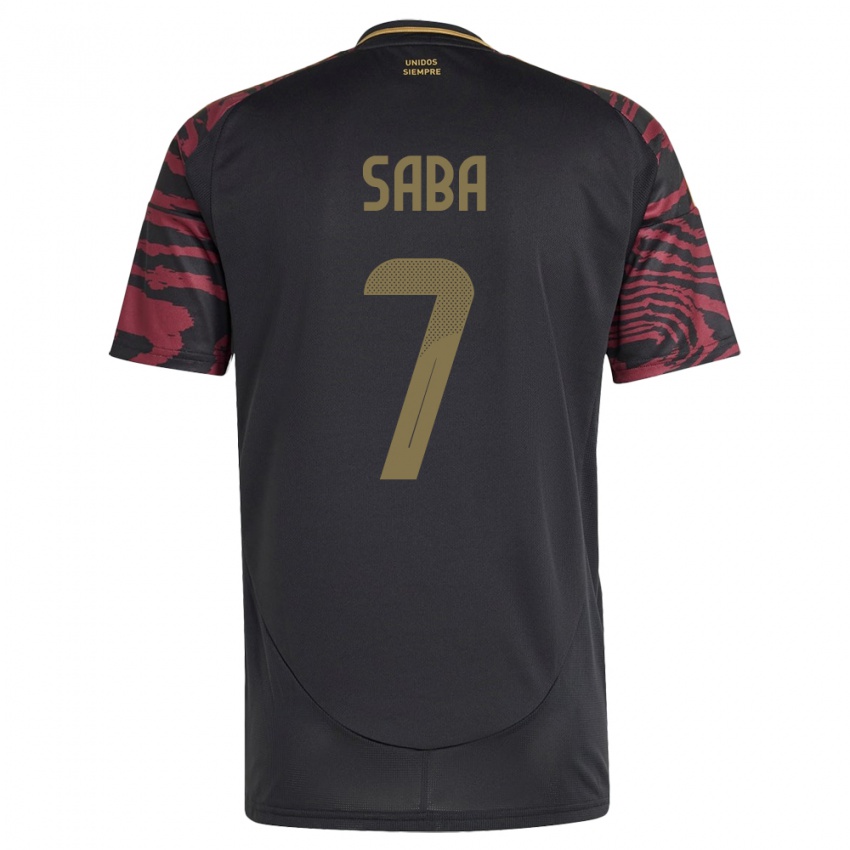 Heren Peru Emilio Saba #7 Zwart Uitshirt Uittenue 24-26 T-Shirt