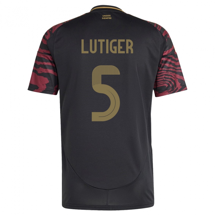 Heren Peru Rafael Lutiger #5 Zwart Uitshirt Uittenue 24-26 T-Shirt