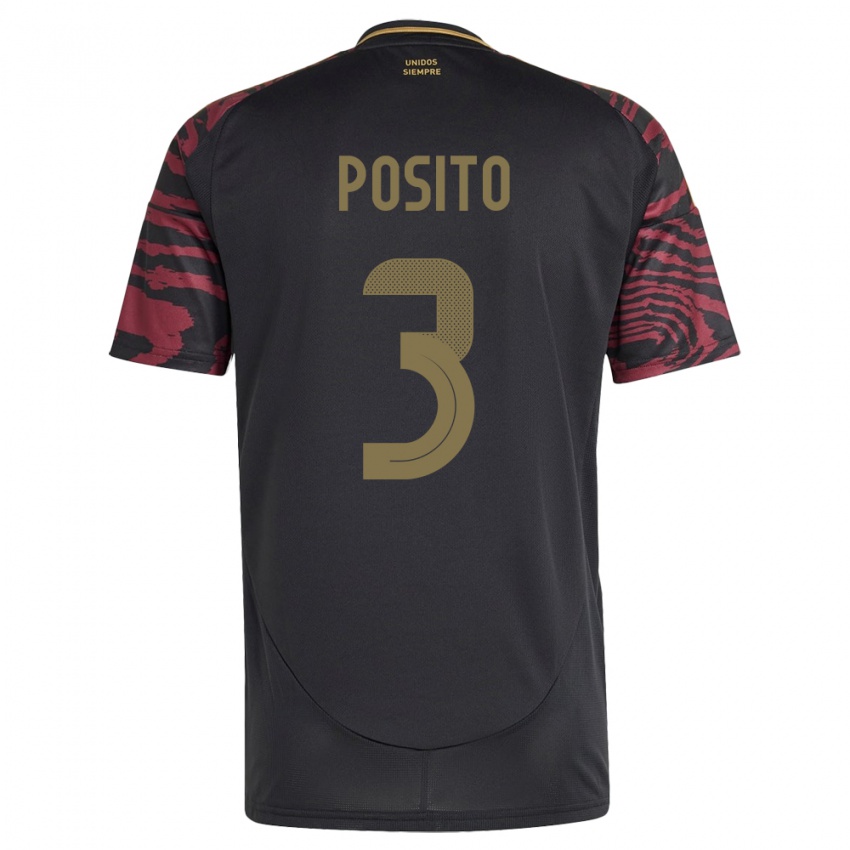 Heren Peru Alejandro Pósito #3 Zwart Uitshirt Uittenue 24-26 T-Shirt