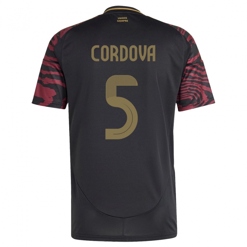 Heren Peru Bryan Córdova #5 Zwart Uitshirt Uittenue 24-26 T-Shirt