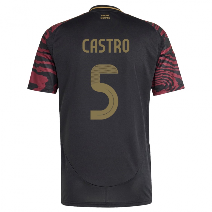 Heren Peru Rosa Castro #5 Zwart Uitshirt Uittenue 24-26 T-Shirt