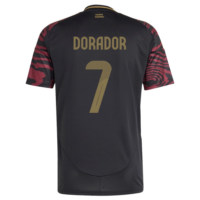 Heren Peru Sandy Dorador #7 Zwart Uitshirt Uittenue 24-26 T-Shirt