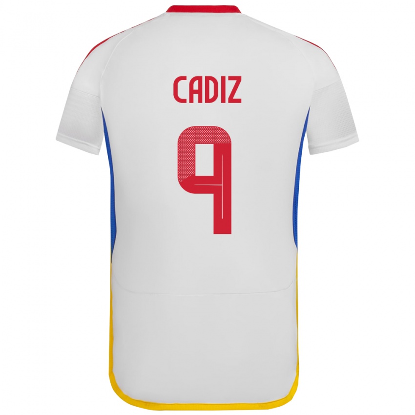 Heren Venezuela Jhonder Cádiz #9 Wit Uitshirt Uittenue 24-26 T-Shirt