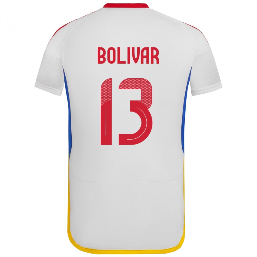 Heren Venezuela Salvador Bolívar #13 Wit Uitshirt Uittenue 24-26 T-Shirt