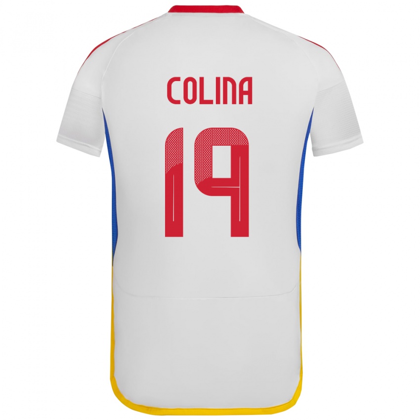 Heren Venezuela Junior Colina #19 Wit Uitshirt Uittenue 24-26 T-Shirt