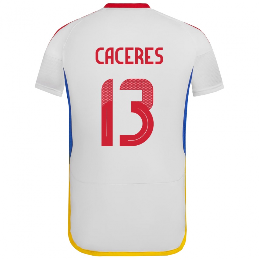 Heren Venezuela Nayluisa Cáceres #13 Wit Uitshirt Uittenue 24-26 T-Shirt