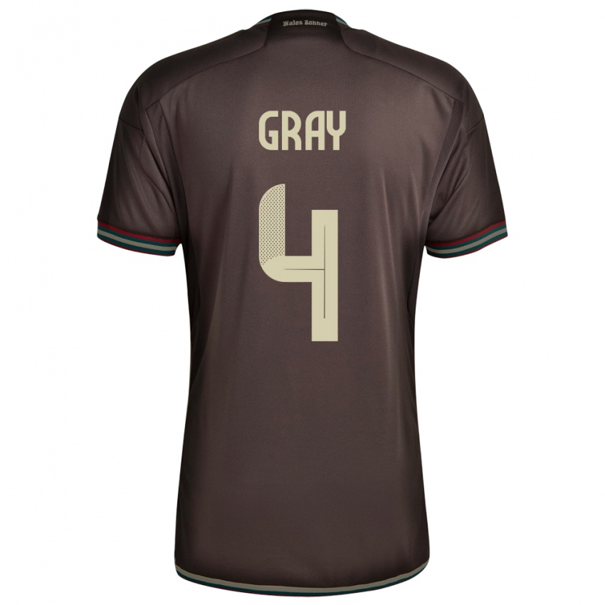 Heren Jamaica Tayvon Gray #4 Nachtbruin Uitshirt Uittenue 24-26 T-Shirt