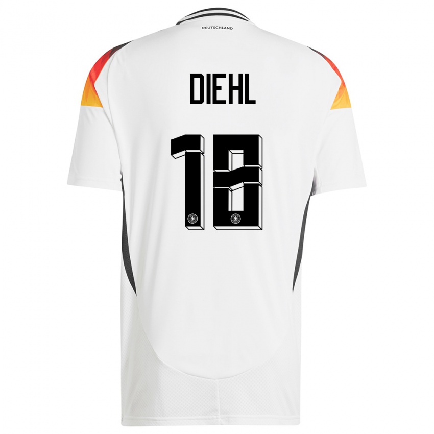 Dames Duitsland Justin Diehl #18 Wit Thuisshirt Thuistenue 24-26 T-Shirt